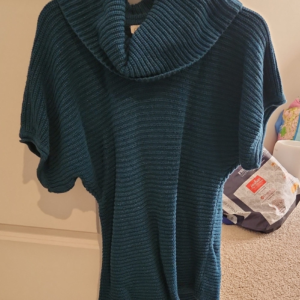 Teal Cowl Neck Women's Sweater